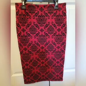 Elegant Black and Red Patterned Skirt